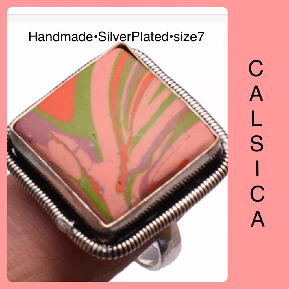 Calsica Colorful Handmade Silver Boho Ethnic Ring